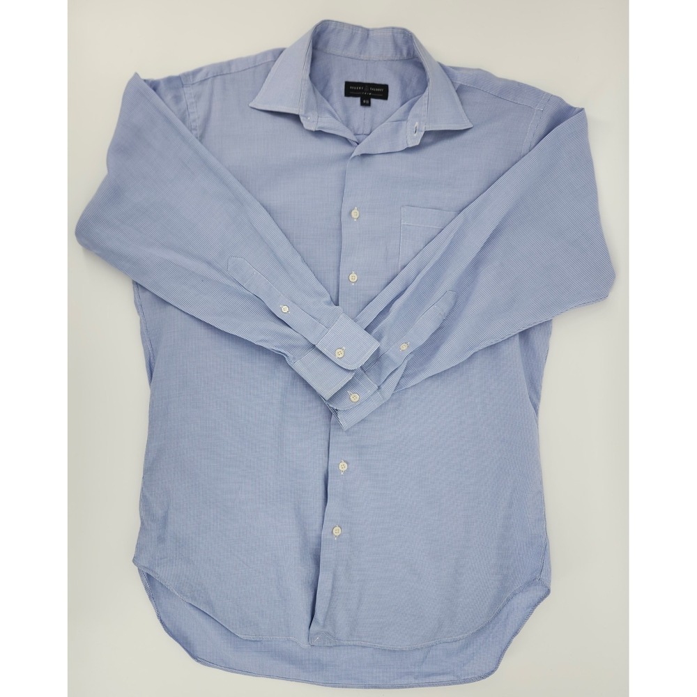 Robert Talbott Trim Fit Dress Shirt Mens 16-33 Blue White Micro Check Cotton USA